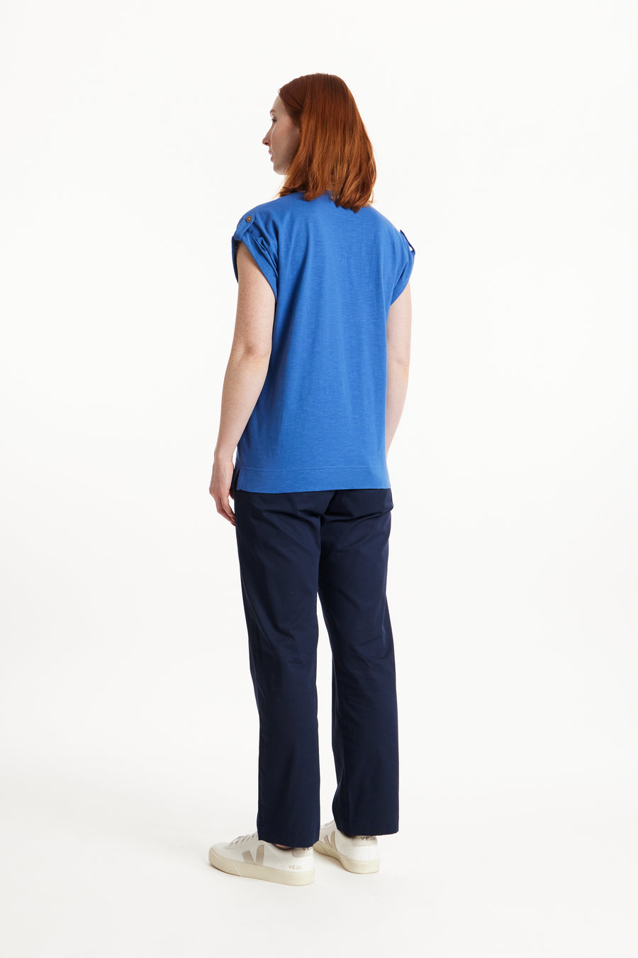 People Tree Fairer Handel, ethisches und nachhaltiges Jayne Slub -T -Shirt in blau 100% Bio -zertifizierter Baumwolle