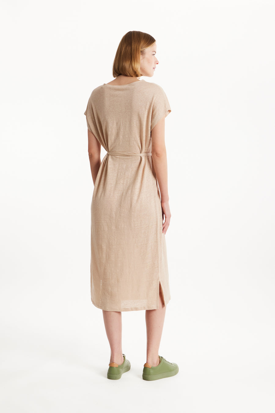 People Tree Fair Trade, Ethical & Sustainable Silvia Linen Dress in Sand 100% organic certified linen