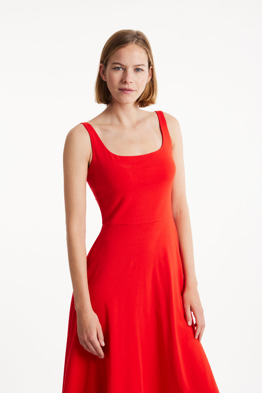 People Tree Fair Trade, Ethical & Sustainable Tyra Dress in Red 95% organic certified cotton, 5% elastane