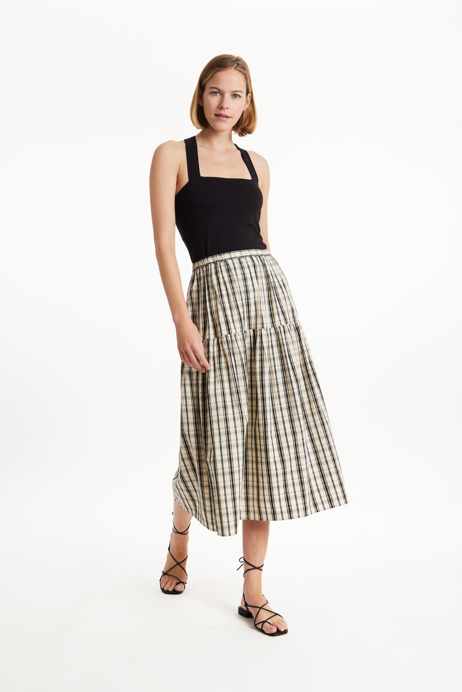 Ulla Checked Skirt in Black check - Main Image